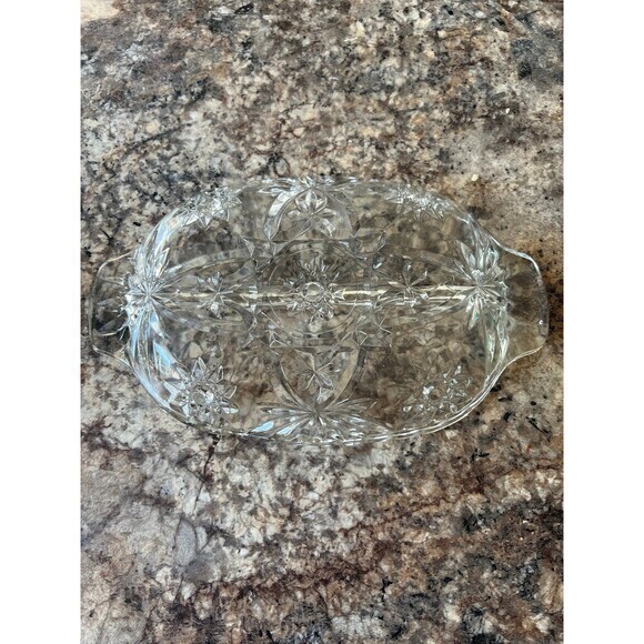Vintage Anchor Hocking Early‎ American Prescut Star of David Relish Dishes Glass - Picture 2 of 3